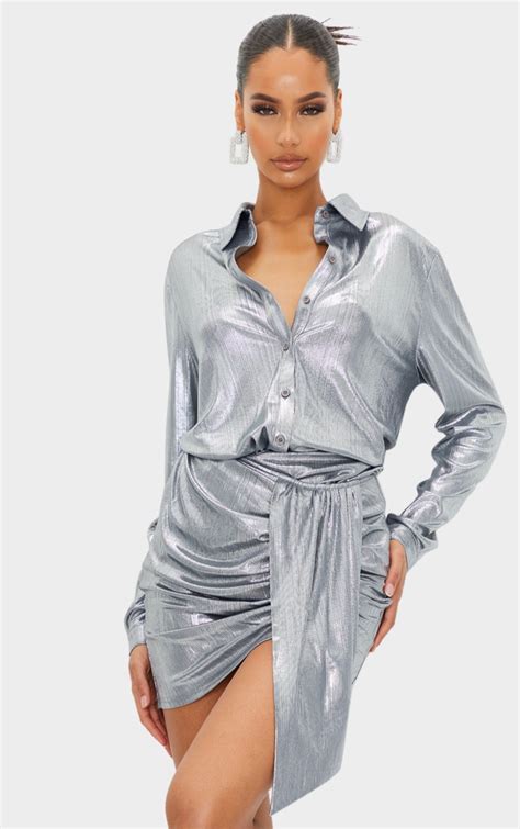 Women's Metallic Button Up Shirts & Tops 